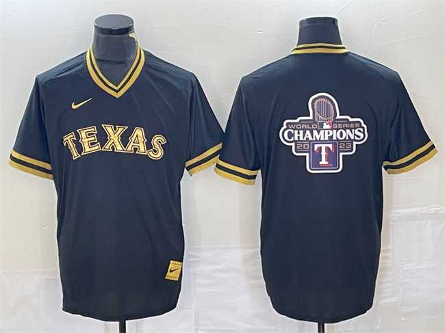 Men's Texas Rangers Black 2023 World Series Champions Big Logo Cool Base Stitched Baseball Jersey,We sell and wholesale Men's Texas Rangers Black 2023 World Series Champions Big Logo Cool Base Stitched Baseball Jersey on line form chian!